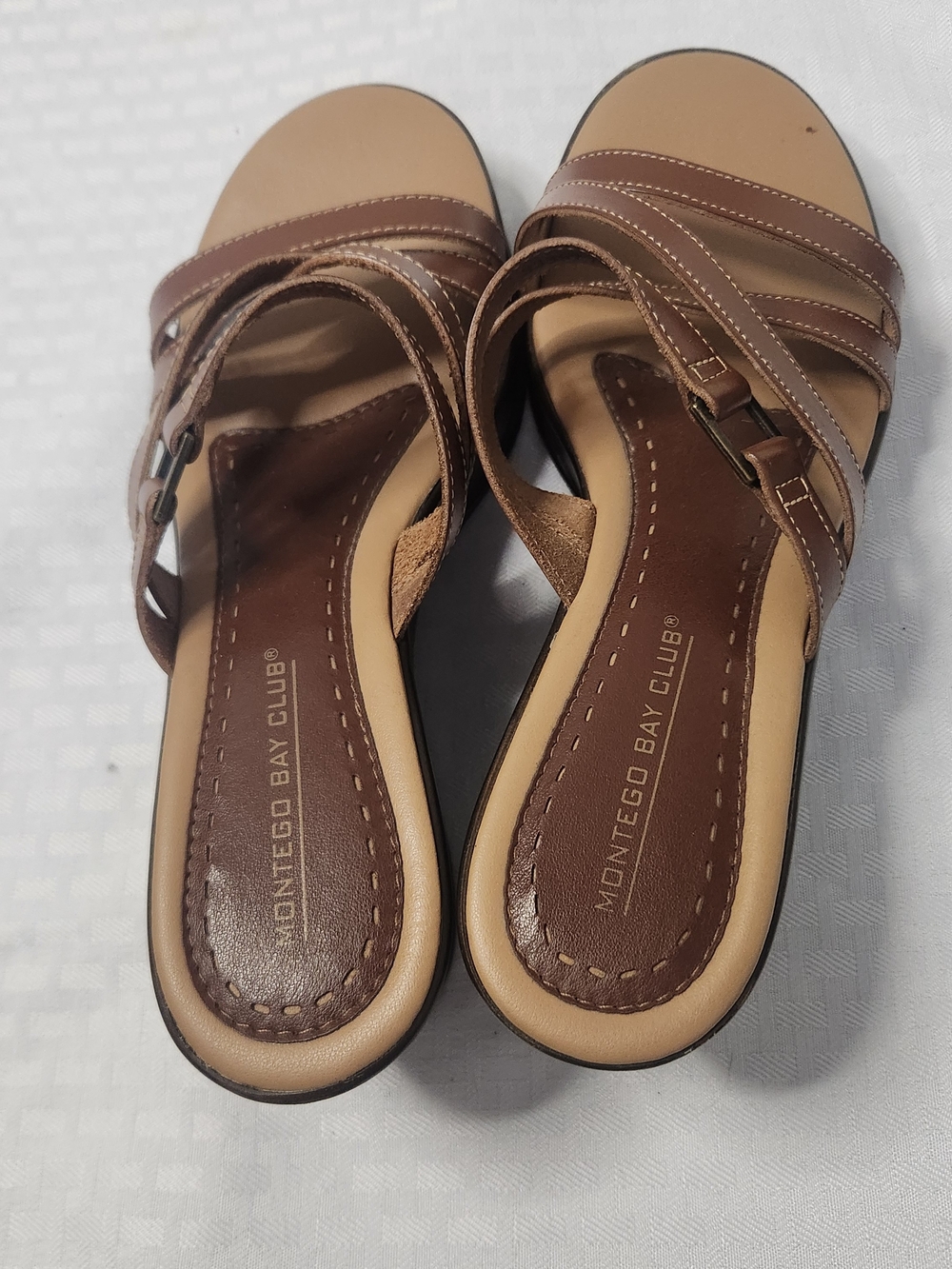 Montego Bay Club Women's Brown Strappy Slide Sandals